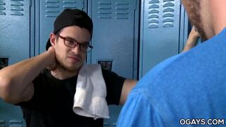 Mature gays having fun in the locker room