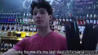 First time Latino doggystyle bareback ends with cum facial