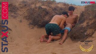 ‍ :: Twink :: Surfer friends, can't contain their passion on the beach