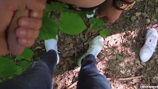 CZECH HUNTER 453 - Blonde Twink Sucks Strangers Big Dick POV In The Woods