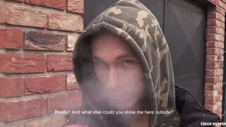 CZECH HUNTER 406 - Twink In His Hoodie Gets Persuaded To Give Up His Ass For Cash