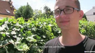 CZECH HUNTER 448 - Twink With Trendy Glasses Gets His Balls Played With