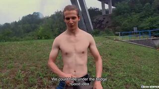 He Spots A Cute Twink Fishing And Offers Him Enough Cash To Make Him Suck His Dick - Hot