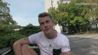 CZECH HUNTER 376 - Handsome Hunk Rides A Cock Raw On A Wooden Bench