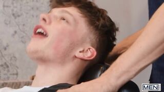 MEN - Sexy Hair Salon Owner Cristiano Sucks Jake Preston's Cock Under The Barber's Cape