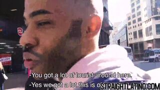 Inked Latino pounding straight black stud bareback