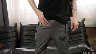 Jerome James He loves to masturbate his hard uncut cock
