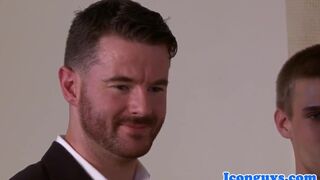 Mature priest cocksucking in trio