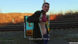CZECH HUNTER - Slim Dude Found By The Train Tracks Gets His Tight Ass Pounded