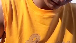 Shy smoker Stone gets comfortable and strokes his pecker