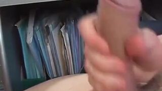 Young gay Carl jerking off big cock and cumshot solo