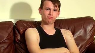 UK twink Joey sprays big load after hot solo jerk off