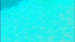 Bottom gets his tight ass fucked next to poolside