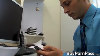 Ryan slides his long hard cock into his hot coworker Wesley