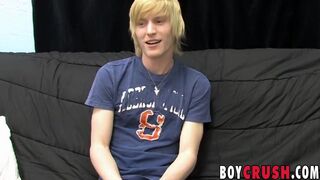 Barely legal twink is eager to stroke his dick on the castin