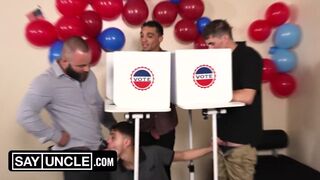 Election Day Fuck Fest ~ Cute Bottom Gets Asshole Destroyed Before Voting ~ Say Uncle