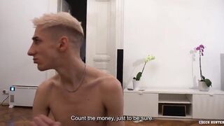 Hunter - Blonde Twink Shows Off His Enormous Cock For Money, Then Offers His Tight Hole For A Pounding