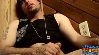 Straight jock masturbating and unloading his cum