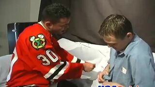 Horny twink rides big stiff pole and gets that sticky jizz