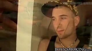 Blond youngster shows off muscles during fetish banging