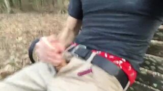 Jerking off in public park on the bench