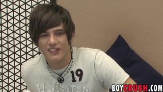 Pierced cute twink Connor Terrence beating off his big cock