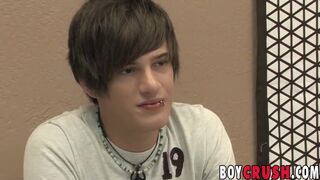 Pierced cute twink Connor Terrence beating off his big cock