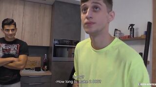 Attractive Pizza Guy Joins In A Naughty Threesome As He Sucks A Cock Through The Pizza Box - CZECH HUNTER