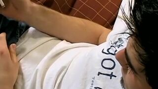 Smoking fetish homo jerking off and squirting cum solo