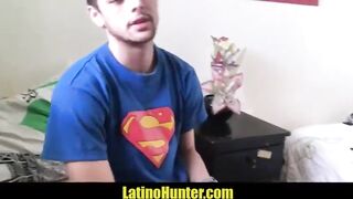 Straight hispanic sucks uncut cock for cash
