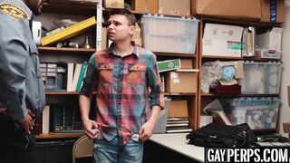 Twink perp caught and barebacked hard by a security officer