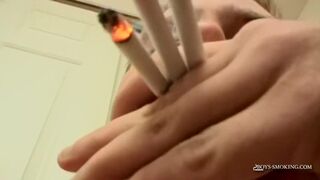 Gay teen Wets His Cigar With The Tip Of His Dick