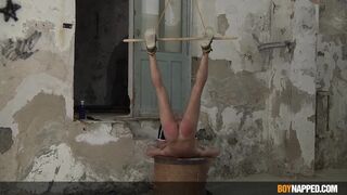 Restrained twink Jakwy Combe spanked by daddy Sebastian Kane