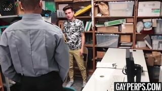 Young perpetrator bouncing on officers huge black cock