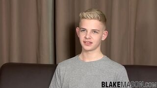 Twink blond Alex Silvers interview and masturbation cumshot