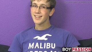 Jockstrap glasses twink Tommie Reed hot solo masturbation