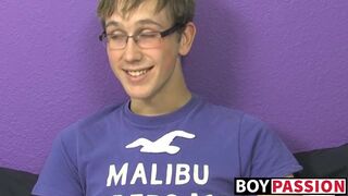 Jockstrap glasses twink Tommie Reed hot solo masturbation