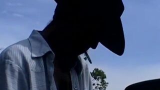 Lusty twink fuckers masturbate together and smoke outdoors