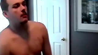 Hung amateur cums in black gays mouth during balls licking