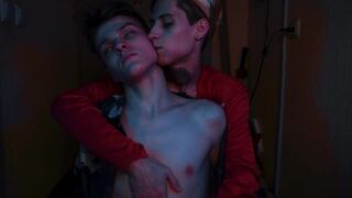 Thanked the guy for the presented bouquet of roses