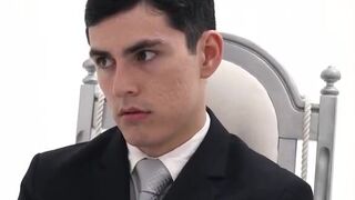 Twinkie enjoys handjob session from his mature Mormon elder