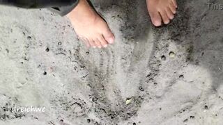 playing with my feet on the beach
