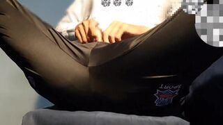 Asian boy Solo jerk off after working for long time, and i'm enjoying with cum on my body.