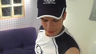 European guy working on his dick with fleshlight