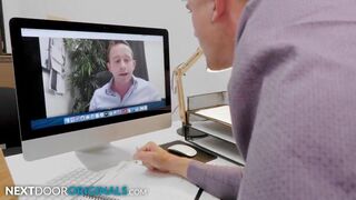 Distracted Brandon Sucked During Virtual Meeting