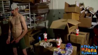 Straight thug friends draining their balls by jacking off