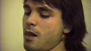 Gorgeous dude with long hair and fit body sucks off his barechested friend