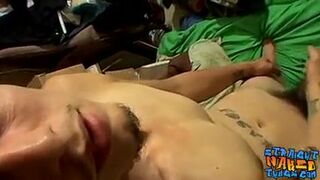 Straight dude vigorously strokes his hard dick and cums solo