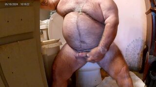 Rubbing my balls and jerking off shooting another big load