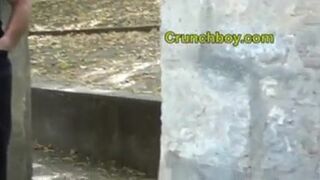 a arab twink suck a muscular boy in a public park